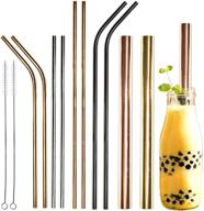 youngever reusable stainless steel straws: extra wide metal straws for smoothies & bubble tea, with to-go bag, fits 20oz & 30oz tumblers logo