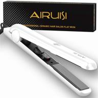 🔥 iruisi ceramic flat iron for hair: professional hair straightener with pearlescent white finish and adjustable temperature for all hair types - travel-friendly with safety lock & dual voltage, 1 inch ceramic plates logo