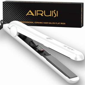 img 4 attached to 🔥 IRUISI Ceramic Flat Iron for Hair: Professional Hair Straightener with Pearlescent White Finish and Adjustable Temperature for All Hair Types - Travel-Friendly with Safety Lock & Dual Voltage, 1 inch Ceramic Plates