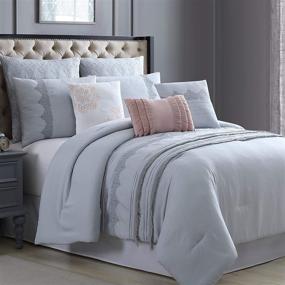 img 4 attached to 🛏️ Amrapur Overseas Kinley 8-Piece Embroidered Comforter Set - King/California King Size, Grey Shade