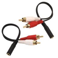 🔌 vce 3.5mm female to 2 rca male stereo audio y cable 2-pack - gold plated adapter for tv, smartphones, mp3, tablets, speakers, home theater (8 inch) logo