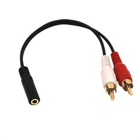 img 2 attached to 🔌 VCE 3.5mm Female to 2 RCA Male Stereo Audio Y Cable 2-Pack - Gold Plated Adapter for TV, Smartphones, MP3, Tablets, Speakers, Home Theater (8 inch)