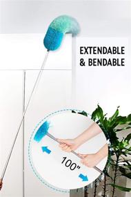 img 3 attached to 🌀 BOOMJOY Microfiber Telescoping Duster - 100" Extendable, Scratch-Resistant Cover, Stainless Steel Pole - Detachable Bendable Head - Washable - Green