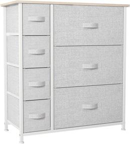 img 4 attached to 🗄️ YITAHOME Dresser with 7 Drawers - Sturdy Steel Frame & Wooden Top - Fabric Storage Tower for Bedroom, Living Room & Nursery - Organizer Unit with Easy Pull Fabric Bins - Perfect for Hallway & Closets