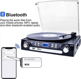 img 3 attached to 🎵 DIGITNOW Bluetooth проигрыватель для пластинок: стерео динамики, винил в MP3, проигрывание кассет, AM/FM радио, пульт дистанционного управления, кодирование в USB/SD, выходной аудиоразъем 3,5 мм для музыки.