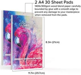 img 2 attached to Premium Watercolor Paper Pad 2 Pack by Genuine Crafts - A4 8.3x11.7 - 60 Sheets - Cold Press 140lb Sketchbook - Acid Free & Textured Paper for Watercolor Painting and Wet Media