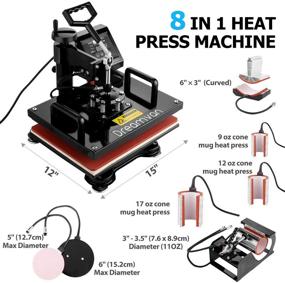img 3 attached to 🔥 Professional 8 in 1 Heat Press Machine (Red) - Ideal for T-Shirt Printing, Heat Transfer, & Swing Away Design