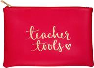 dayna lee teacher tools zippered stationery pouch & accessory case, high-quality faux leather, 9x6 inches – by eccolo logo