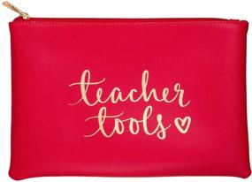 img 1 attached to Dayna Lee Teacher Tools Zippered Stationery Pouch & Accessory Case, High-Quality Faux Leather, 9x6 Inches – By Eccolo