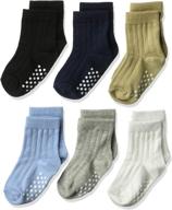 jefferies socks boys' toddler non-skid rib cotton crew socks - 6 pair pack with enhanced grip logo