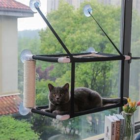 img 4 attached to 🐱 Snazzypet Double-Layered Cat Window Hammock with Beds, Scratching Post, Holds up to 22 lbs, Requires 27x24 Inches Window-Space