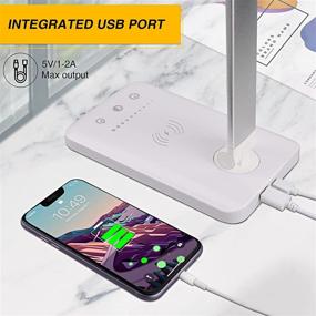 img 2 attached to 🔌 Многофункциональная LED-лампа настольная с портом USB для зарядки, беспроводной зарядкой, 5 цветными световыми режимами и регулировкой яркости одним касанием: идеально подходит для домашнего офиса, общежития и многого другого!