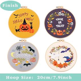 img 2 attached to 🎃 DIY Halloween Christmas Embroidery Kit: 4 Patterns, Instructions, Rings, Scissors, Colored Threads, and Needles for Adult Beginners