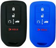 🔑 coolbestda 2pcs silicone smart key full cover shell case keyless jacket holder for honda accord civic cr-v crv pilot | 5 buttons smart key blue black logo