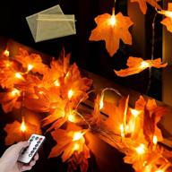 🍁 fall decor maple leaves string lights: 20led 6.6ft battery powered with remote control – ideal for indoor & outdoor halloween and thanksgiving party décor логотип