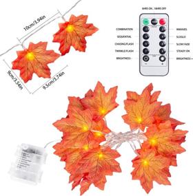 img 1 attached to 🍁 Fall Decor Maple Leaves String Lights: 20LED 6.6FT Battery Powered with Remote Control – Ideal for Indoor & Outdoor Halloween and Thanksgiving Party Décor