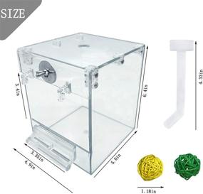 img 2 attached to Acrylic Parrot Bath Box - No-Leakage Bird Bathtub with Hanging Tube Shower Box and Water 🛁 Injector - Cage Accessory for Small Pet Birds (Lovebirds, Canary, Budgies) - Includes Balls Toys (6 Pcs)