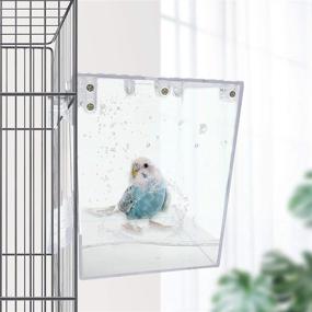 img 3 attached to Acrylic Parrot Bath Box - No-Leakage Bird Bathtub with Hanging Tube Shower Box and Water 🛁 Injector - Cage Accessory for Small Pet Birds (Lovebirds, Canary, Budgies) - Includes Balls Toys (6 Pcs)