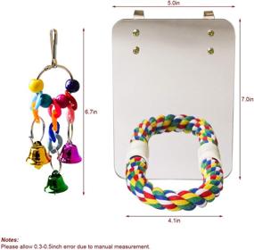 img 3 attached to Suruikei 7-inch Bird Mirror with Rope Perch - Cockatiel Mirror Swing Toy for Parakeet, Cockatoo, Cockatiel, Conure, Lovebirds, Finch and Canaries - Parrot Cage Toy