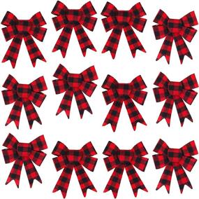 img 3 attached to 🎀 Add Festive Charm to Any Occasion with Iconikal 5-Loop Red Buffalo Plaid Flannel Bows - 12 Pack