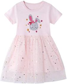 img 4 attached to 🦕 Ncycullo Toddler Cartoon Dresses: Adorable Dinosaur Girls' Clothing for your Little Ones!