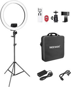img 4 attached to 💡 Neewer Advanced 18-inch LED Ring Light - Manual Touch Control, LCD Screen, Remote, Multiple Lights Control, 3200-5600K, Stand Included - for Makeup, YouTube Videos, Bloggers, Salons (Black)