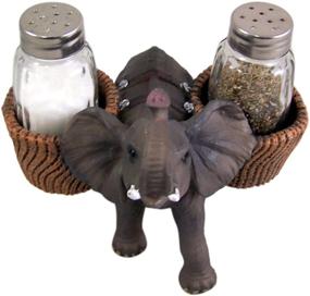 img 3 attached to 🐘 Adorable Spice Carrying Elephant Salt and Pepper Shaker Holder with Included Shakers: 4 3/4 Inch Size