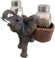 🐘 adorable spice carrying elephant salt and pepper shaker holder with included shakers: 4 3/4 inch size логотип