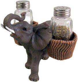 img 4 attached to 🐘 Adorable Spice Carrying Elephant Salt and Pepper Shaker Holder with Included Shakers: 4 3/4 Inch Size