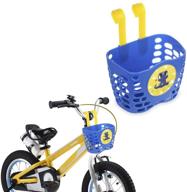 🦈 mini-factory kid's bike basket, blue basket holder with adorable shark/dino/train/puppy pattern for kid boys - enhance your child's bicycle front handlebar experience logo