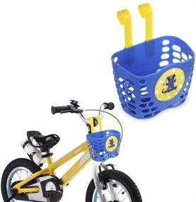 img 4 attached to 🦈 MINI-FACTORY Kid's Bike Basket, Blue Basket Holder with Adorable Shark/Dino/Train/Puppy Pattern for Kid Boys - Enhance Your Child's Bicycle Front Handlebar Experience