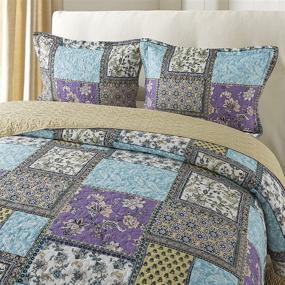 img 3 attached to NEWLAKE Reversible Patchwork Cotton Bedspread Quilt Set - Chic Floral Paisley Pattern, Queen Size
