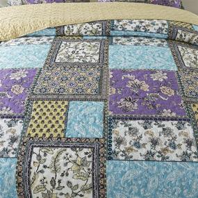 img 1 attached to NEWLAKE Reversible Patchwork Cotton Bedspread Quilt Set - Chic Floral Paisley Pattern, Queen Size