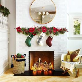 img 1 attached to Lvydec Red Berry Garland Christmas Decoration - 5.3ft Artificial Poinsettia Pine Cone Garland with Red Berries, Holly Leaves, and Festive Fireplace, Stairs, Table Decorations for Holidays