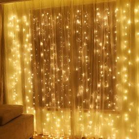 img 4 attached to 🌟 Outdoor Indoor Wall Window Curtain String Light – Twinkle Star 600 LED Warm White for Wedding Party, Home, Garden, Bedroom