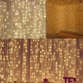 img 1 attached to 🌟 Outdoor Indoor Wall Window Curtain String Light – Twinkle Star 600 LED Warm White for Wedding Party, Home, Garden, Bedroom