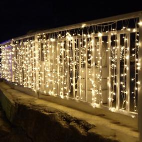 img 2 attached to 🌟 Outdoor Indoor Wall Window Curtain String Light – Twinkle Star 600 LED Warm White for Wedding Party, Home, Garden, Bedroom