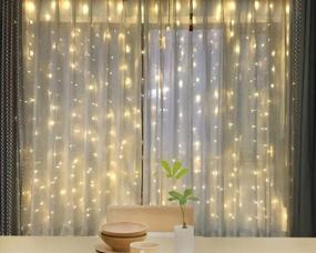 img 3 attached to 🌟 Outdoor Indoor Wall Window Curtain String Light – Twinkle Star 600 LED Warm White for Wedding Party, Home, Garden, Bedroom