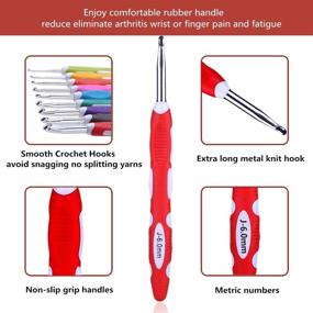 img 2 attached to 🧶 40 Piece Set of 9 Sizes Ergonomic Crochet Hooks with Long Handle for Arthritic Hands - Soft Grip Crochet Needles in Standard US Sizes 2mm(B)-6mm(J) - Complete with Case for Easy Storage