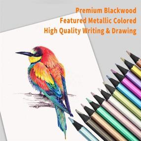 img 1 attached to 🖍️ Premium 12-Count Metallic Colored Pencil Set: Assorted Colors, Black Wood Drawing Pencils – Ideal for Kids, Artists, Beginners, Coloring Books, Art Crafts (Non-Toxic)