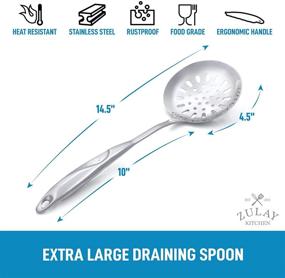 img 2 attached to 🍳 Zulay Kitchen Skimmer Spoon - Stainless Steel Slotted Spoon for Draining & Frying - Large Bowl & Comfortable Grip (14.5 inch)