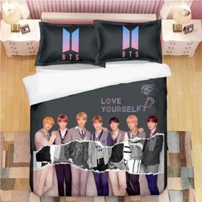 img 4 attached to Dolphin Kpop Sheet Bedding Set | Jimin, Suga, Jungkook, V, Rap, J-Hope | 100% Cotton 3-Piece Quilt Cover & Pillowcase