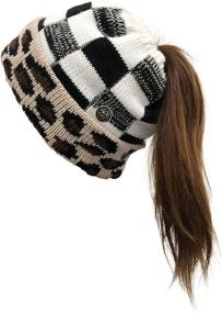 img 1 attached to Womens Ponytail Beanie Winter Trendy Outdoor Recreation and Outdoor Clothing