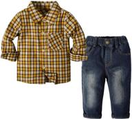 👕 denim shirt sleeve clothing set for boys – little piece collection logo