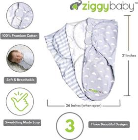 img 3 attached to Adjustable Infant Baby Swaddle Blanket Set - 3 Pack Grey Cloud Stripe & Stars | Newborn Swaddle | Baby Boy Swaddle Blankets 0-3 Months