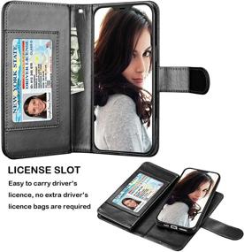 img 2 attached to Njjex iPhone 12 Case/iPhone 12 Pro Wallet Case 6.1 inch (2020) - 9 Card Slots PU Leather ID Credit Holder Folio Flip - Detachable Kickstand Magnetic Phone Cover & Lanyard - Black