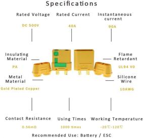 img 2 attached to 🔌 SoloGood - Xtreme Performance Package of 10 XT90S Anti-Spark Male-Female Connectors | Ideal for Batteries, ESCs, and Charger Leads