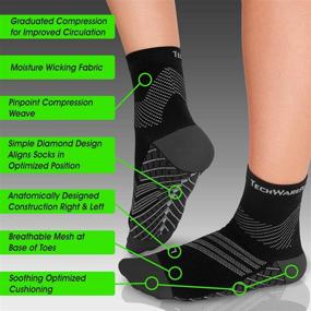 img 2 attached to Revolutionary TechWare Pro Plantar Fasciitis Socks - Advanced Therapy Grade Ankle Compression Socks for Men & Women. Nano Socks Ankle Brace with Foot Arch Support - Relieve Achilles Tendonitis & Heel Pain