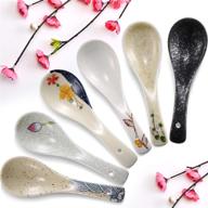 newtay 6 pieces japanese vintage soup spoons | ceramic asian style rice spoon set | flatware for chinese serving, appetizers | tableware meal partner | enhance tasting experience logo