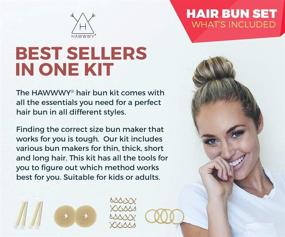 img 1 attached to 👧 Hawwwy Hair Bun Maker Kit - 12-Piece Set for Easy & Fast Small Buns - Best Sellers for Short or Thin Hair - Women, Girls, Kids, and Toddlers - Perfect Ballet Sock Accessory - Blonde - Includes 2 Donuts, 2 Magic Snap Rolls, and 4 Spin Pins
